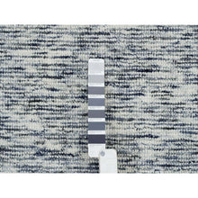 Load image into Gallery viewer, 8&#39;2&quot;x10&#39; Blue and Ivory, Pure Wool Hand Loomed, Modern Striae Design Soft to the Touch, Oriental Rug FWR391458