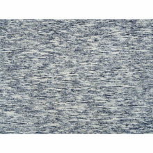 Load image into Gallery viewer, 8&#39;2&quot;x10&#39; Blue and Ivory, Pure Wool Hand Loomed, Modern Striae Design Soft to the Touch, Oriental Rug FWR391458