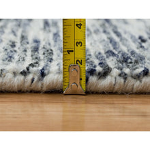 Load image into Gallery viewer, 8&#39;2&quot;x10&#39; Blue and Ivory, Pure Wool Hand Loomed, Modern Striae Design Soft to the Touch, Oriental Rug FWR391458