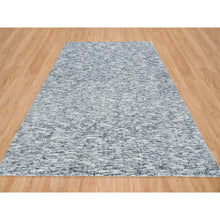 Load image into Gallery viewer, 9&#39;x12&#39; Blue and Ivory, Modern Striae Design Soft to the Touch, Pure Wool Hand Loomed, Oriental Rug FWR391482