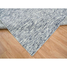 Load image into Gallery viewer, 9&#39;x12&#39; Blue and Ivory, Modern Striae Design Soft to the Touch, Pure Wool Hand Loomed, Oriental Rug FWR391482