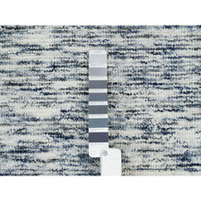 Load image into Gallery viewer, 9&#39;x12&#39; Blue and Ivory, Modern Striae Design Soft to the Touch, Pure Wool Hand Loomed, Oriental Rug FWR391482