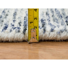 Load image into Gallery viewer, 9&#39;x12&#39; Blue and Ivory, Modern Striae Design Soft to the Touch, Pure Wool Hand Loomed, Oriental Rug FWR391482