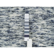 Load image into Gallery viewer, 6&#39;1&quot;x9&#39;1&quot; Blue And Ivory, Modern Striae Design Soft To The Touch, Pure Wool Hand Loomed, Oriental Rug FWR391494