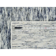 Load image into Gallery viewer, 6&#39;1&quot;x9&#39;1&quot; Blue And Ivory, Modern Striae Design Soft To The Touch, Pure Wool Hand Loomed, Oriental Rug FWR391494
