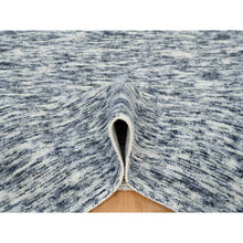 Load image into Gallery viewer, 6&#39;1&quot;x9&#39;1&quot; Blue And Ivory, Modern Striae Design Soft To The Touch, Pure Wool Hand Loomed, Oriental Rug FWR391500