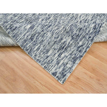 Load image into Gallery viewer, 6&#39;1&quot;x9&#39;1&quot; Blue And Ivory, Modern Striae Design Soft To The Touch, Pure Wool Hand Loomed, Oriental Rug FWR391500