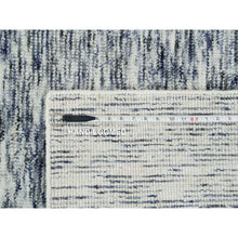 Load image into Gallery viewer, 6&#39;1&quot;x9&#39;1&quot; Blue And Ivory, Modern Striae Design Soft To The Touch, Pure Wool Hand Loomed, Oriental Rug FWR391500
