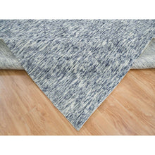 Load image into Gallery viewer, 12&#39;2&quot;x15&#39; Blue and Ivory, Pure Wool Hand Loomed, Modern Striae Design Soft Pile, Oversized Oriental Rug FWR391506