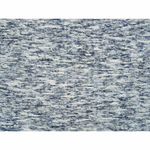 Load image into Gallery viewer, 12&#39;2&quot;x15&#39; Blue and Ivory, Pure Wool Hand Loomed, Modern Striae Design Soft Pile, Oversized Oriental Rug FWR391506