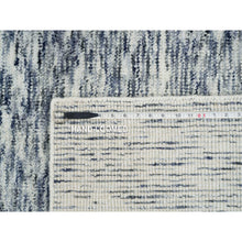 Load image into Gallery viewer, 12&#39;2&quot;x15&#39; Blue and Ivory, Pure Wool Hand Loomed, Modern Striae Design Soft Pile, Oversized Oriental Rug FWR391506