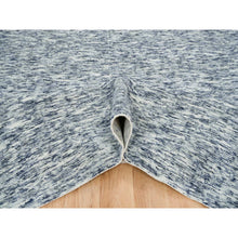 Load image into Gallery viewer, 12&#39;x12&#39; Blue And Ivory, Soft Pile Pure Wool, Hand Loomed Modern Striae Design, Square Oriental Rug FWR391512