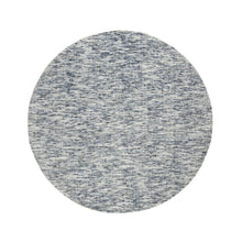 Load image into Gallery viewer, 5&#39;10&quot;x5&#39;10&quot; Blue and Ivory, Modern Striae Design Soft Pile, Pure Wool Hand Loomed, Round Oriental Rug FWR391518