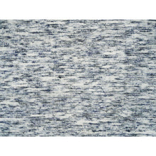 Load image into Gallery viewer, 5&#39;10&quot;x5&#39;10&quot; Blue and Ivory, Modern Striae Design Soft Pile, Pure Wool Hand Loomed, Round Oriental Rug FWR391518