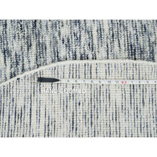 Load image into Gallery viewer, 5&#39;10&quot;x5&#39;10&quot; Blue And Ivory, Modern Striae Design Soft Pile, Pure Wool Hand Loomed, Round Oriental Rug FWR391518