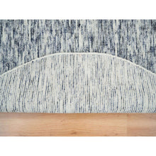 Load image into Gallery viewer, 6&#39;x6&#39; Blue And Ivory, Soft To The Touch Pure Wool, Hand Loomed Modern Striae Design, Round Oriental Rug FWR391524