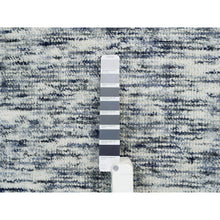 Load image into Gallery viewer, 6&#39;x6&#39; Blue And Ivory, Soft To The Touch Pure Wool, Hand Loomed Modern Striae Design, Round Oriental Rug FWR391524