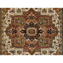 Load image into Gallery viewer, 7&#39;9&quot;x9&#39;9&quot; Ivory And Rust, Heriz With Classic Geometric Medallion Design, Thick And Plush, Pure Wool, Hand Knotted, Oriental Rug FWR391578