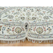 Load image into Gallery viewer, 7&#39;10&quot;x7&#39;10&quot; Ivory, Natural Wool Hand Knotted, Nain With Center Medallion Flower Design 250 Kpsi, Round Oriental Rug FWR391788