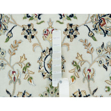 Load image into Gallery viewer, 7&#39;10&quot;x7&#39;10&quot; Ivory, Natural Wool Hand Knotted, Nain With Center Medallion Flower Design 250 Kpsi, Round Oriental Rug FWR391788