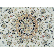 Load image into Gallery viewer, 7&#39;10&quot;x7&#39;10&quot; Ivory, Natural Wool Hand Knotted, Nain With Center Medallion Flower Design 250 Kpsi, Round Oriental Rug FWR391788
