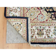 Load image into Gallery viewer, 6&#39;x9&#39; Midnight Blue, Nain With Center Medallion Flower Design, 250 Kpsi, Hand Knotted, 100% Wool, Oriental Rug FWR391806