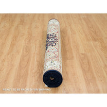 Load image into Gallery viewer, 6&#39;x9&#39; Midnight Blue, Nain With Center Medallion Flower Design, 250 Kpsi, Hand Knotted, 100% Wool, Oriental Rug FWR391806