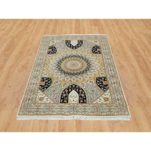 Load image into Gallery viewer, 4&#39;x6&#39;1&quot; Ivory, 100% Wool Hand Knotted, Nain With Gumbad Design, 250 Kpsi Densely Woven, Oriental Rug FWR391848