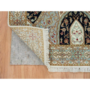 4'x6'1" Ivory, 100% Wool Hand Knotted, Nain With Gumbad Design, 250 Kpsi Densely Woven, Oriental Rug FWR391848