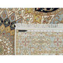 Load image into Gallery viewer, 4&#39;x6&#39;1&quot; Ivory Hand Knotted Tabriz Mahi with Fish Medallion Design Natural Wool ad Silk 175 KPSI Oriental Rug FWR384732