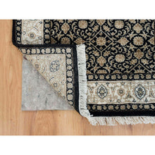 Load image into Gallery viewer, 2&#39;5&quot;x4&#39;7&quot; Eerie Black, Hand Knotted Herati With All Over Fish Mahi Design, 250 Kpsi Densely Woven, Pure Wool, Oriental Rug FWR391860