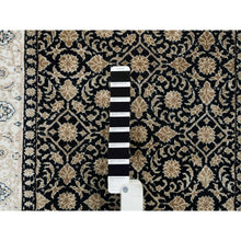 Load image into Gallery viewer, 2&#39;5&quot;x4&#39;7&quot; Eerie Black, Hand Knotted Herati With All Over Fish Mahi Design, 250 Kpsi Densely Woven, Pure Wool, Oriental Rug FWR391860
