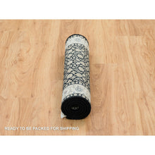 Load image into Gallery viewer, 2&#39;4&quot;x4&#39;7&quot; Eerie Black, Herati With All Over Fish Mahi Design, 250 Kpsi Super Fine Weave, Organic Wool Hand Knotted, Oriental Rug FWR391866