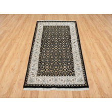 Load image into Gallery viewer, 3&#39;1&quot;x5&#39;5&quot; Eerie Black, 250 Kpsi Densely Woven, Organic Wool Hand Knotted, Herati With All Over Fish Mahi Design, Oriental Rug FWR391872