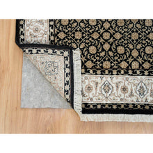 Load image into Gallery viewer, 3&#39;1&quot;x5&#39;5&quot; Eerie Black, 250 Kpsi Densely Woven, Organic Wool Hand Knotted, Herati With All Over Fish Mahi Design, Oriental Rug FWR391872