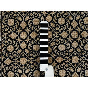 3'1"x5'5" Eerie Black, 250 Kpsi Densely Woven, Organic Wool Hand Knotted, Herati With All Over Fish Mahi Design, Oriental Rug FWR391872
