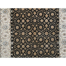 Load image into Gallery viewer, 3&#39;1&quot;x5&#39;5&quot; Eerie Black, 250 Kpsi Densely Woven, Organic Wool Hand Knotted, Herati With All Over Fish Mahi Design, Oriental Rug FWR391872