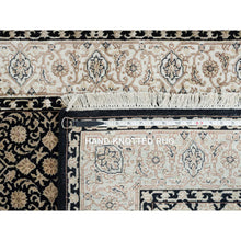 Load image into Gallery viewer, 3&#39;1&quot;x5&#39;5&quot; Eerie Black, 250 Kpsi Densely Woven, Organic Wool Hand Knotted, Herati With All Over Fish Mahi Design, Oriental Rug FWR391872