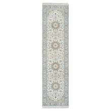Load image into Gallery viewer, 2&#39;9&quot;x10&#39;4&quot; Ivory, Nain with Center Medallion Flower Design, 250 KPSI, Hand Knotted, Pure Wool, Runner Oriental Rug FWR391890
