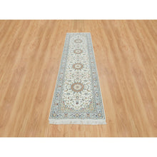 Load image into Gallery viewer, 2&#39;9&quot;x10&#39;4&quot; Ivory, Nain with Center Medallion Flower Design, 250 KPSI, Hand Knotted, Pure Wool, Runner Oriental Rug FWR391890
