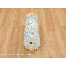 Load image into Gallery viewer, 2&#39;9&quot;x10&#39;4&quot; Ivory, Nain with Center Medallion Flower Design, 250 KPSI, Hand Knotted, Pure Wool, Runner Oriental Rug FWR391890