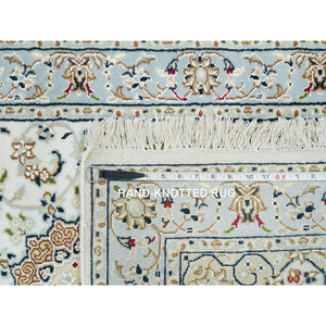 2'9"x10'4" Ivory, Nain with Center Medallion Flower Design, 250 KPSI, Hand Knotted, Pure Wool, Runner Oriental Rug FWR391890