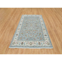 Load image into Gallery viewer, 6&#39;x9&#39;2&quot; Light Blue, Nain With All Over Flower Design, 250 Kpsi, Natural Wool, Hand Knotted, Oriental Rug FWR391926