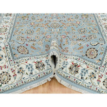 Load image into Gallery viewer, 6&#39;x9&#39;2&quot; Light Blue, Nain With All Over Flower Design, 250 KPSI, Natural Wool, Hand Knotted, Oriental Rug FWR391926