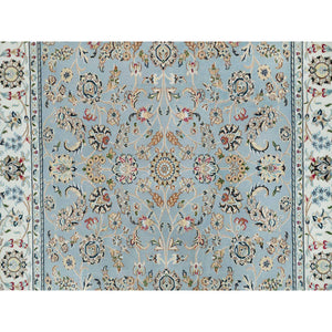 6'x9'2" Light Blue, Nain With All Over Flower Design, 250 KPSI, Natural Wool, Hand Knotted, Oriental Rug FWR391926