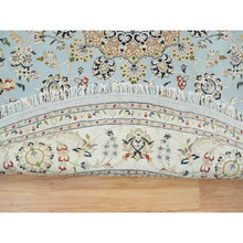 Load image into Gallery viewer, 7&#39;10&quot;x7&#39;10&quot; Light Blue, 250 Kpsi Extra Soft Wool, Hand Knotted Nain With Center Medallion Flower Design, Round Oriental Rug FWR391980