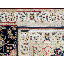 Load image into Gallery viewer, 2&#39;8&quot;x19&#39;2&quot; Midnight Blue, Nain With Center Medallion Flower Design, 250 Kpsi, Hand Knotted, Extra Soft Wool, Xl Runner Oriental Rug FWR392046