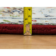 Load image into Gallery viewer, 4&#39;7&quot;x6&#39;8&quot; Burgundy Red, Nain With Center Medallion Flower Design, 250 Kpsi, Organic Wool, Hand Knotted, Oriental Rug FWR392076