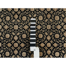 Load image into Gallery viewer, 4&#39;1&quot;x6&#39; Eerie Black, Hand Knotted Herati With All Over Fish Mahi Design, 250 Kpsi Densely Woven, 100% Wool, Oriental Rug FWR392088