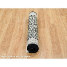 Load image into Gallery viewer, 4&#39;1&quot;x6&#39; Eerie Black, Hand Knotted Herati With All Over Fish Mahi Design, 250 Kpsi Densely Woven, 100% Wool, Oriental Rug FWR392088